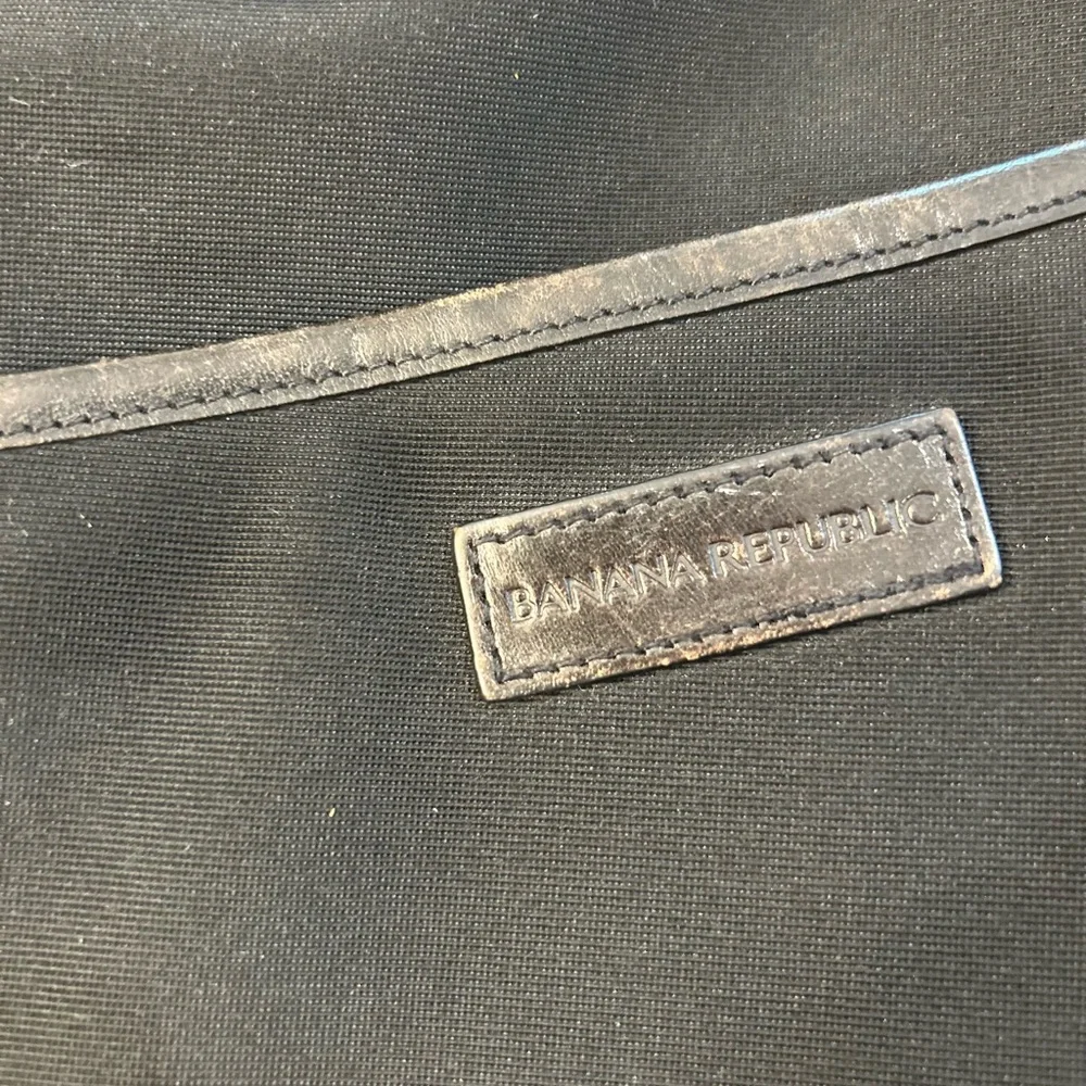 Banana Republic Black Greyson Messenger Bag with Leather Trim